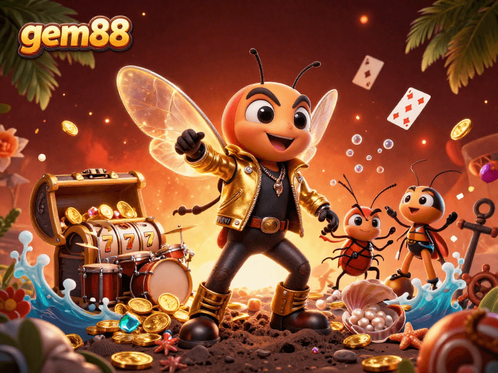 Experience gem88's winning moments with vibrant characters and thrilling casino elements.