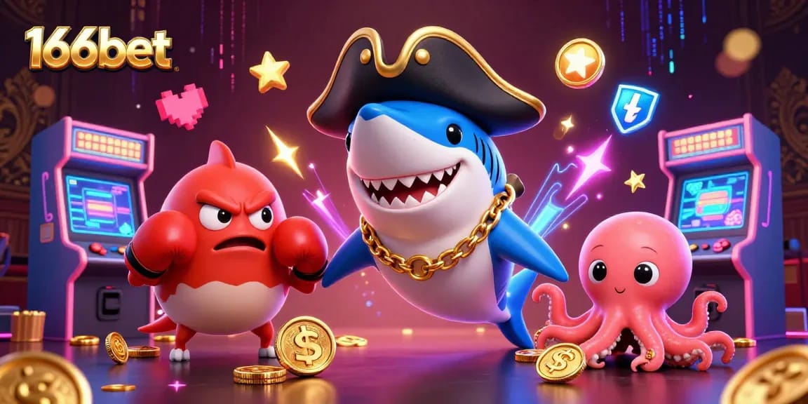 Engage with the vibrant 166bet world featuring cartoon characters and exciting gaming elements.