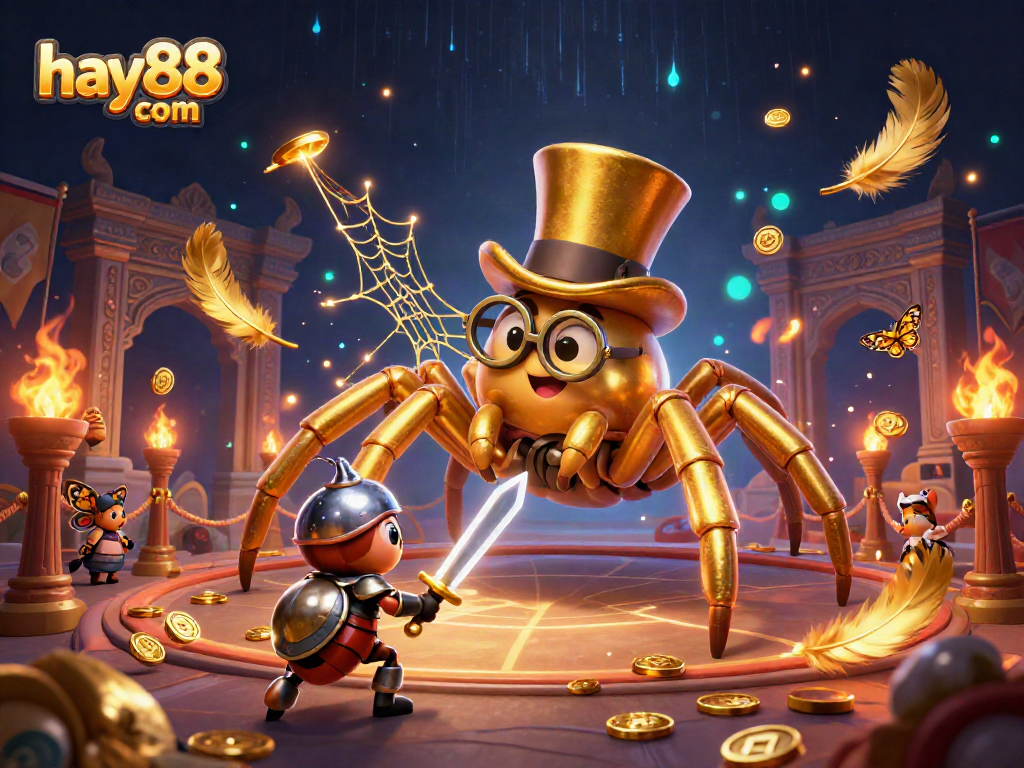 Engage with thrilling betting action at hay88 com, featuring a captivating golden tarantula character.