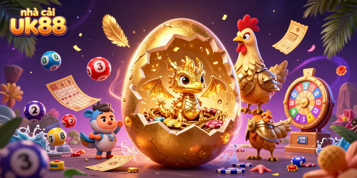 Engage with nhà cái uk88 in an exciting illustration featuring a golden dragon and lottery theme.