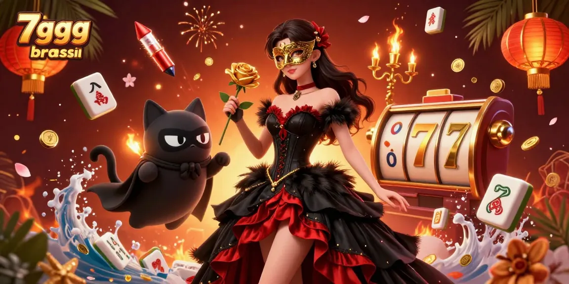 Engage with 7gggg brasil casino games through a vibrant illustration showcasing thrilling slots and enchanting characters.