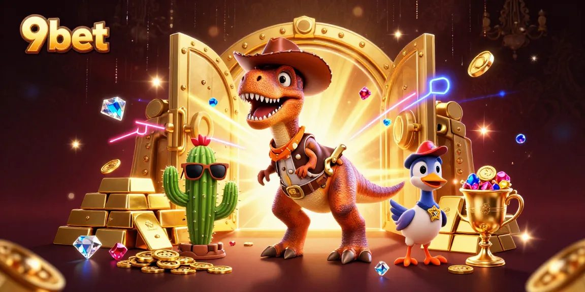 Spin the reels at 9bet and uncover treasures in a vibrant casino scene.