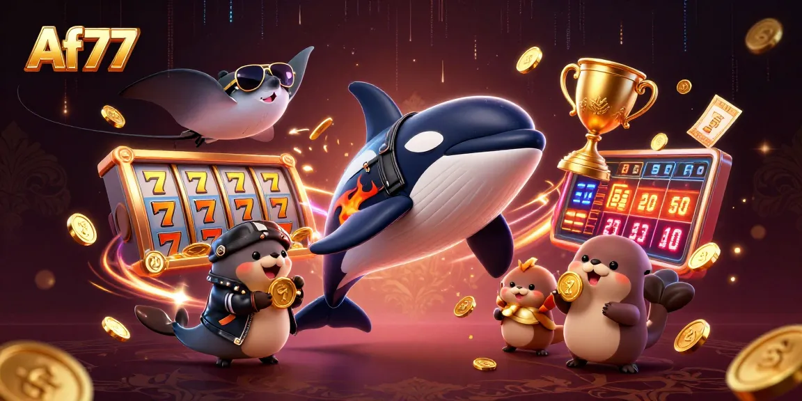 Experience thrilling games at Af77 with vibrant characters and dynamic casino elements.