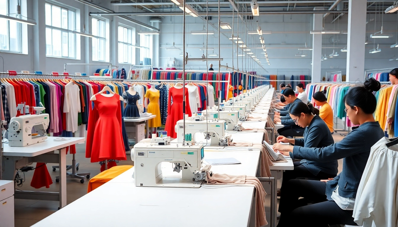 Workers crafting garments in a Clothes Factory China, showcasing skilled craftsmanship and vibrant textiles.
