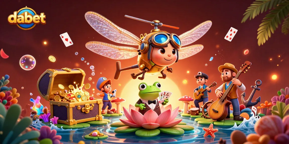 dabet promotes excitement at a lily pad casino with a froggy dealer, captivating players!