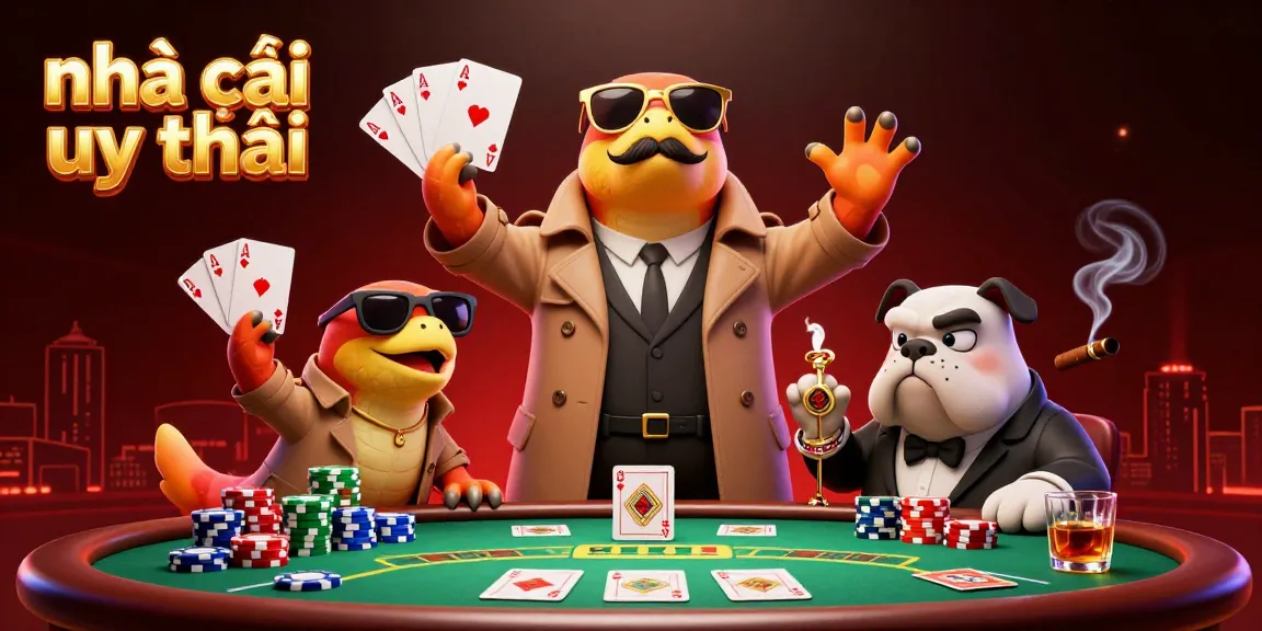 Dynamic scene of raptors in a trench coat entering a VIP lounge at a nhà cái uy tín casino, surrounded by poker elements.