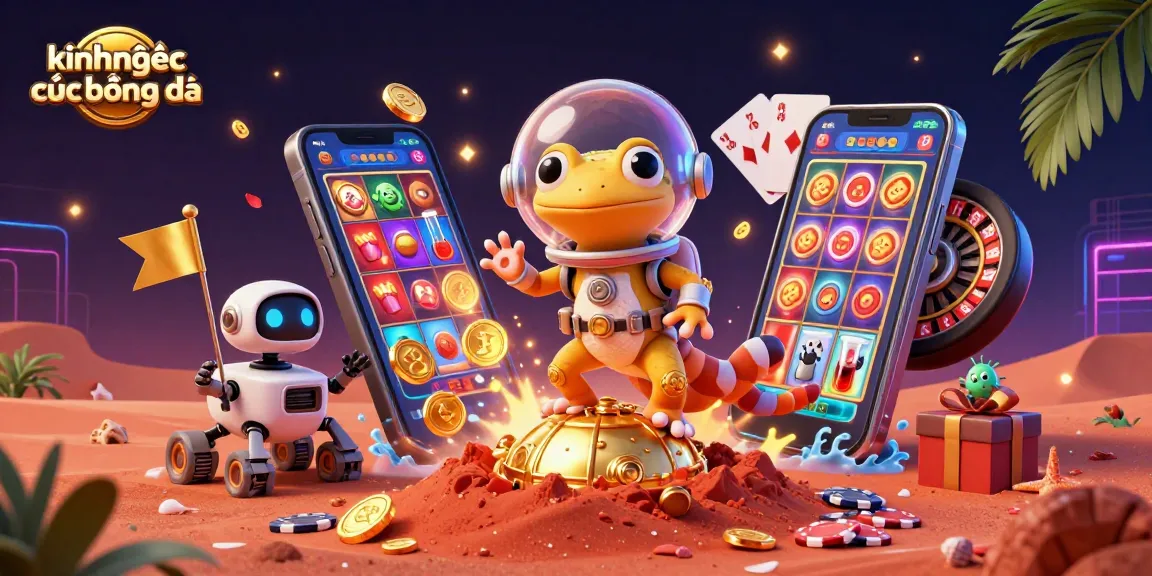 Kinh nghiệm cược bóng đá visualized with a Martian gecko in a casino setting, showcasing dynamic betting elements.