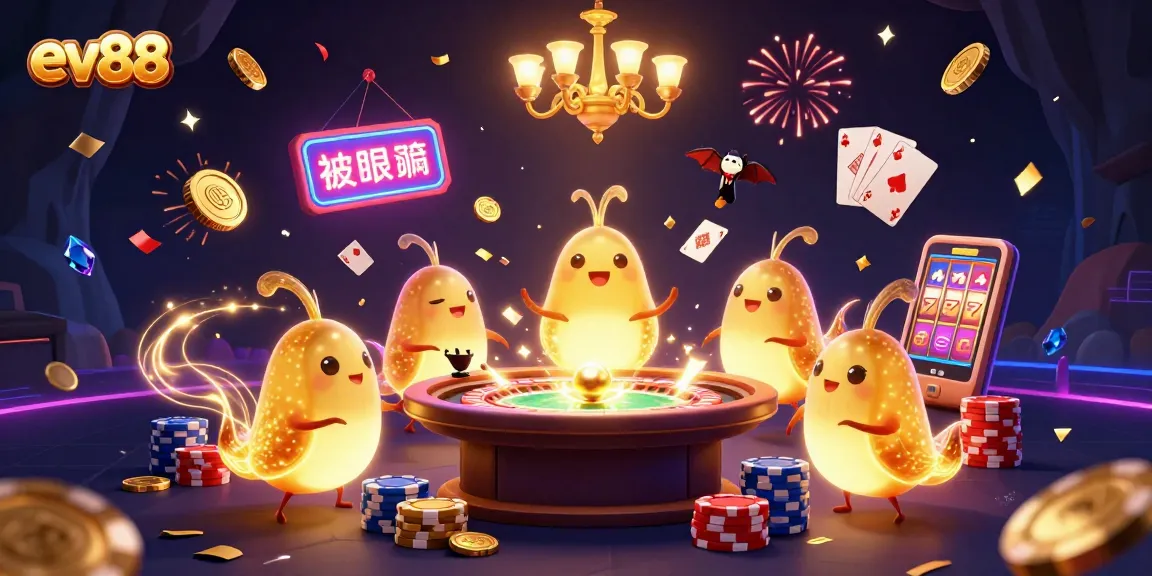 Experience thrilling casino action at ev88 with bioluminescent glowworms lighting the scene, surrounded by vibrant game elements.