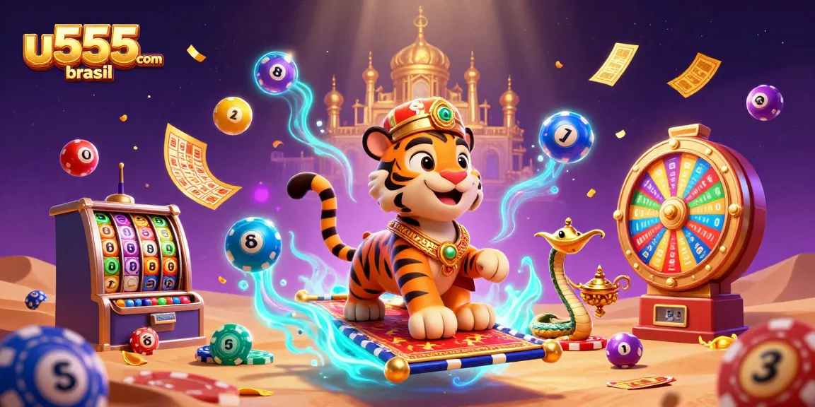 Engage in thrilling gameplay with u555com brasil, showcasing vibrant slot machines and lottery elements.