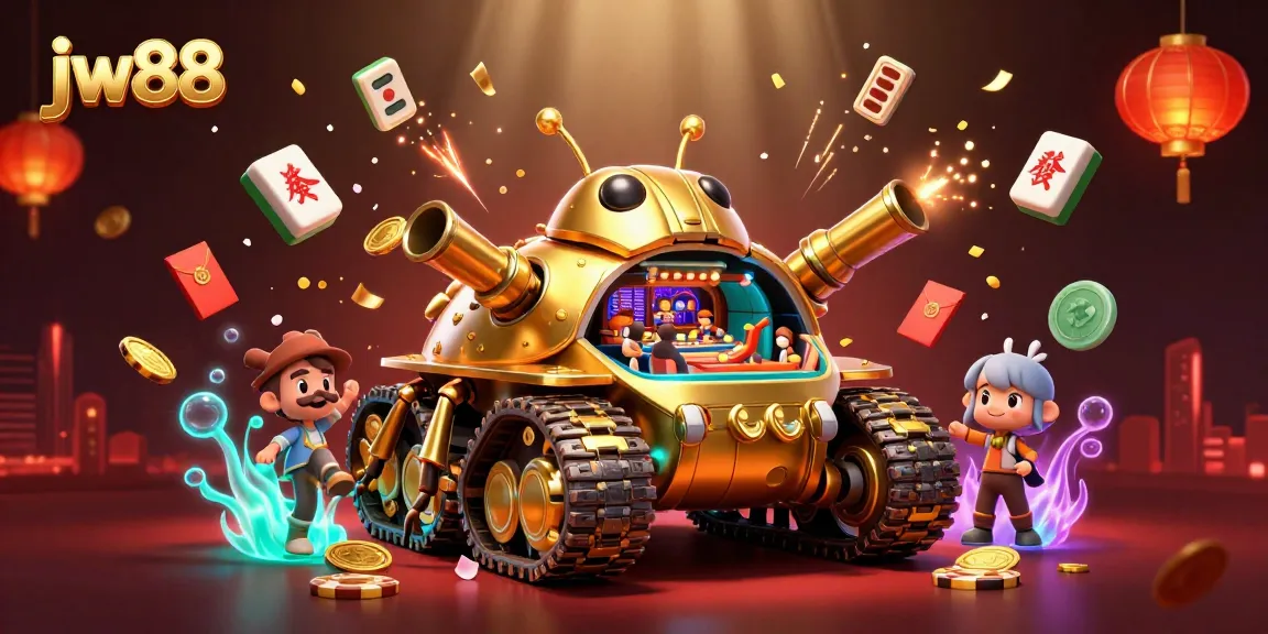 Experience the vibrant world of jw88 as a golden beetle tank reveals a miniature casino bursting with games and excitement.