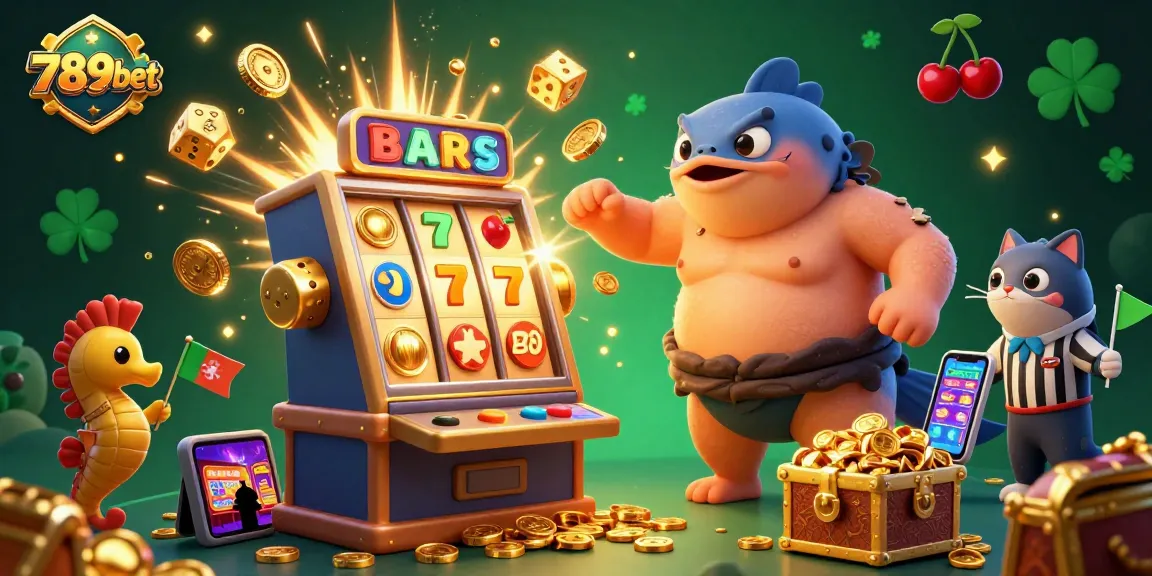 Experience the thrill of playing 789bet with slot machine explosions and colorful casino scenes.