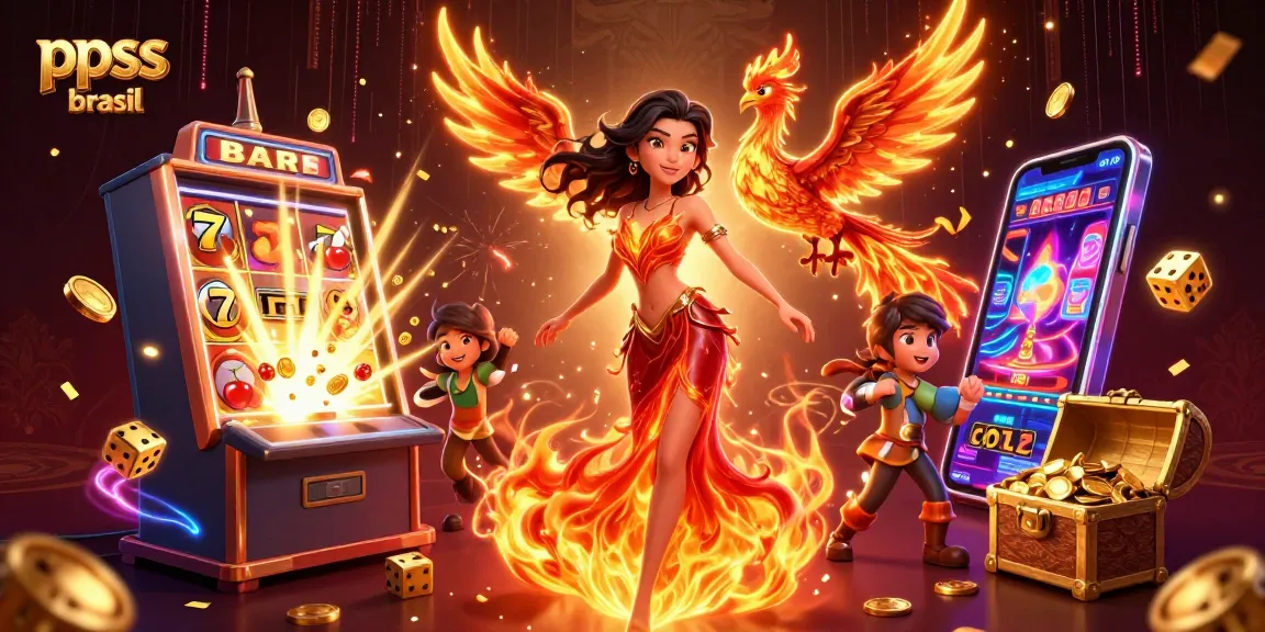 Experience big wins at ppss brasil with an electrifying casino illustration showcasing vibrant game elements and characters.