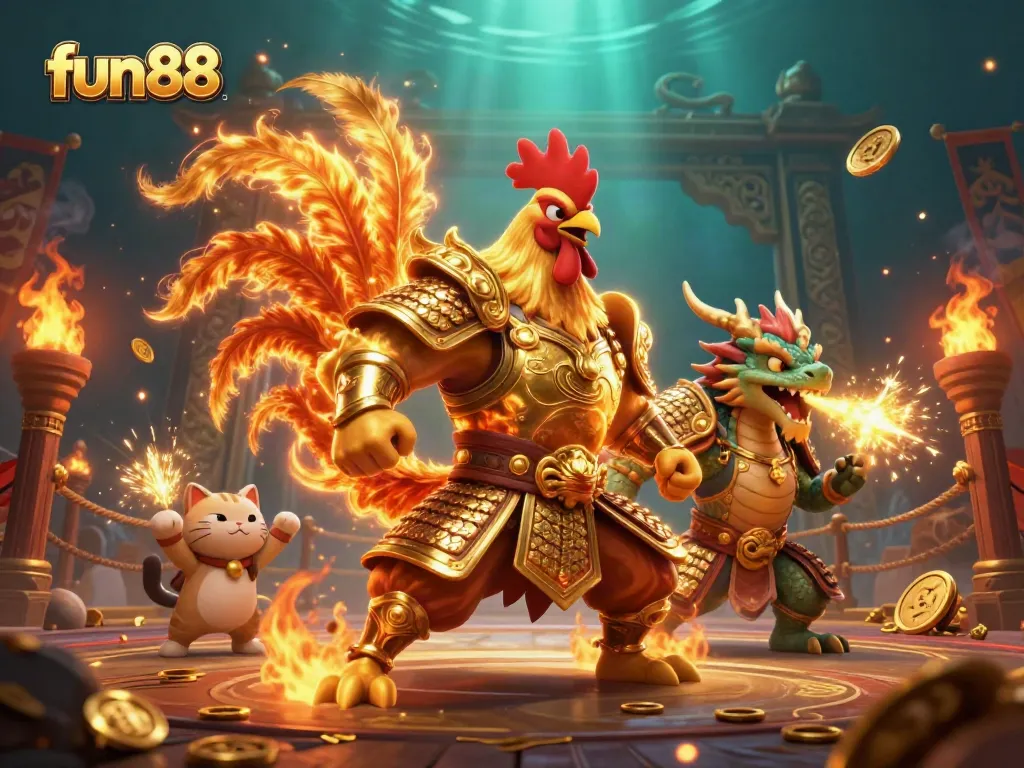 Experience fun88's vibrant casino world featuring dynamic 3D characters in an enchanting scene.
