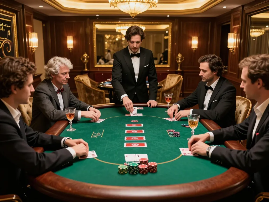 Players in stylish attire compete at TG88 poker table, showcasing intense gameplay and luxury.