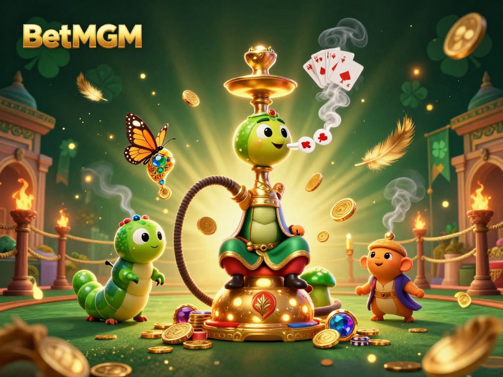 Experience thrilling gambling action at BetMGM with vibrant 3D casino art featuring poker symbols and gold coins.