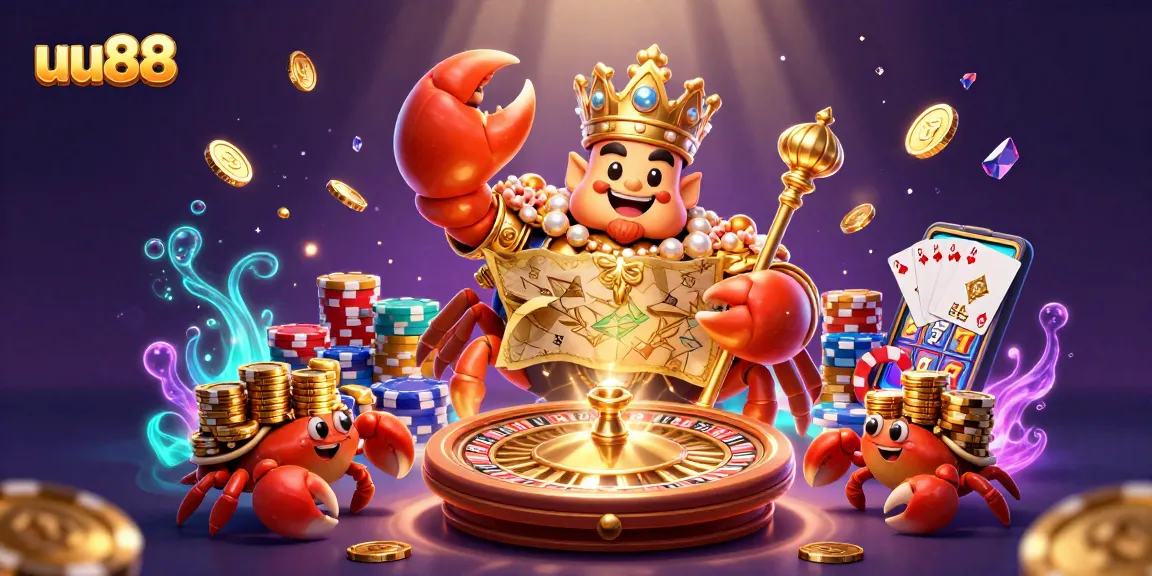 Experience thrilling gameplay with uu88's golden crab emperor and vibrant casino elements.
