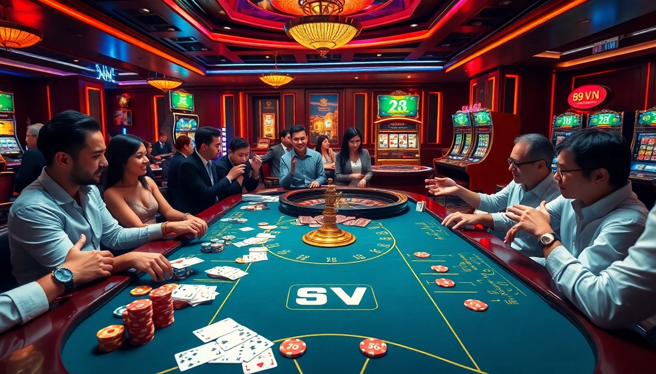 Players engaging with games at 69 VN casino, highlighting excitement and glamour.