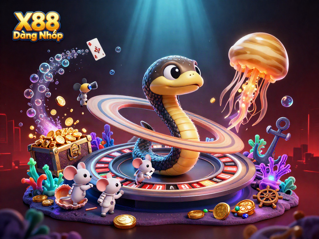 X88 Đăng Nhập and engage in lively betting with astronaut mice, roulette rings, and a cosmic jellyfish dealer.