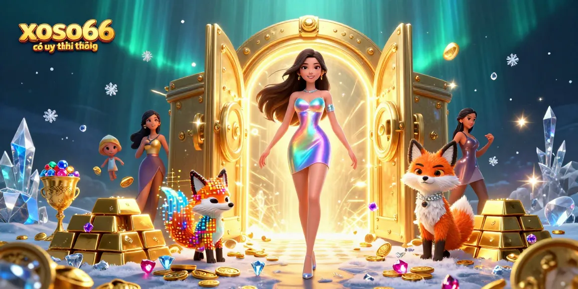 Engage with the vibrant scene showcasing xoso66 có uy tín không amidst dazzling treasures, embodying the excitement of online gambling.