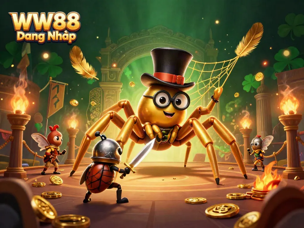 Experience thrilling gameplay with WW88 Đăng Nhập in a vibrant 3D casino landscape featuring dynamic characters.