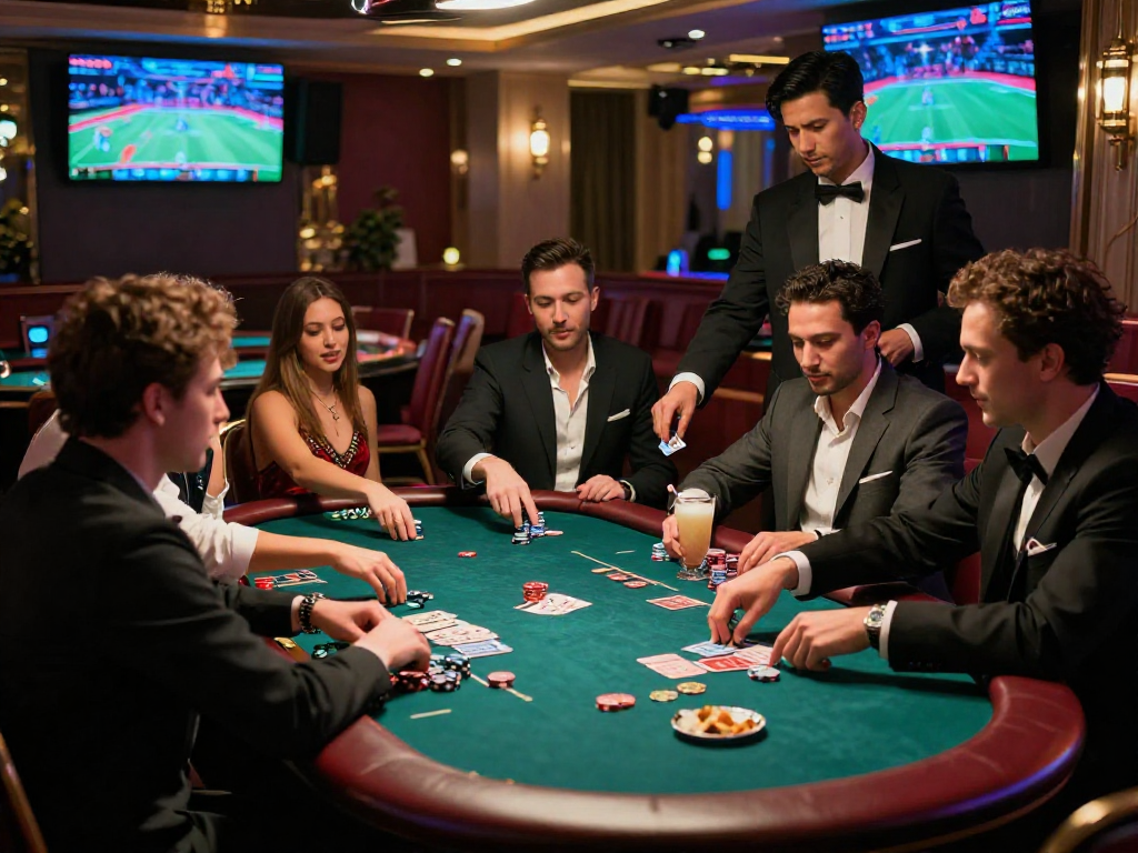 Experience high-stakes poker excitement at https://vin88-casino.games/ with friends in a luxurious casino.