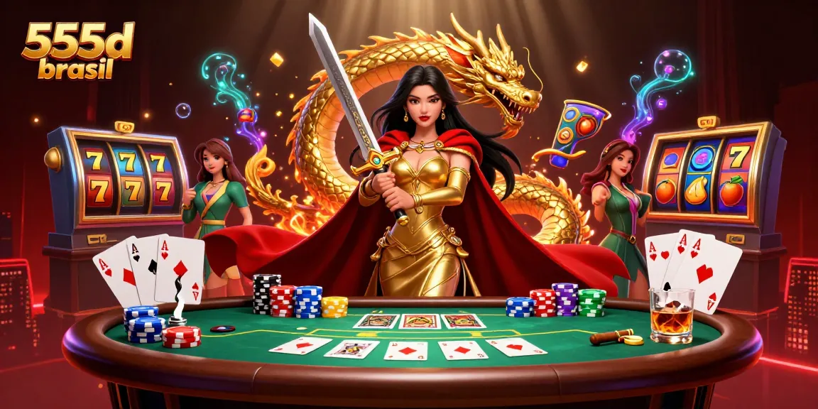 Engage with 555d brasil for thrilling slot gameplay amidst a vibrant casino fantasy scene.