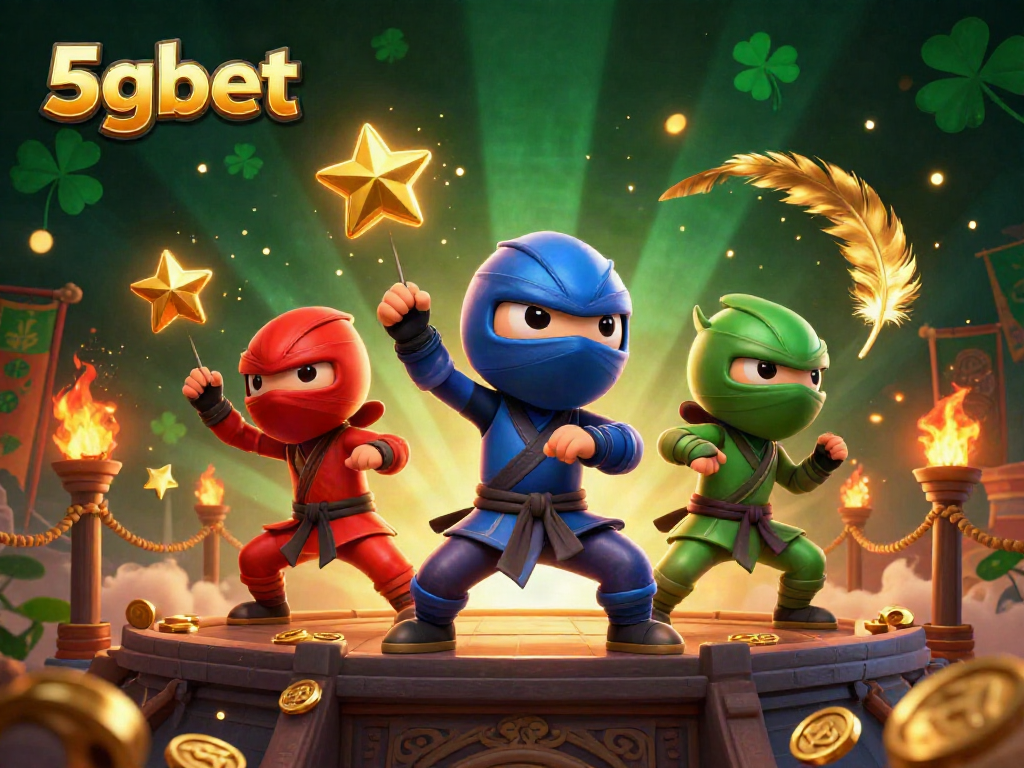 Experience thrilling action at 5gbet with vibrant ninja chameleons and casino elements.