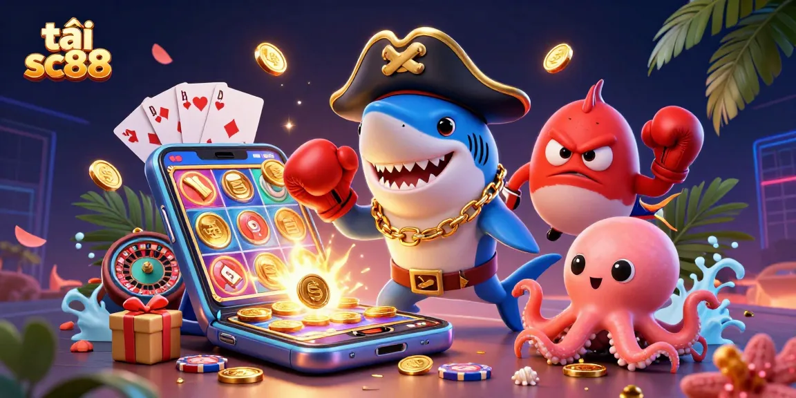 Play exciting games by downloading tải sc88, featuring dynamic characters and vibrant casino elements.