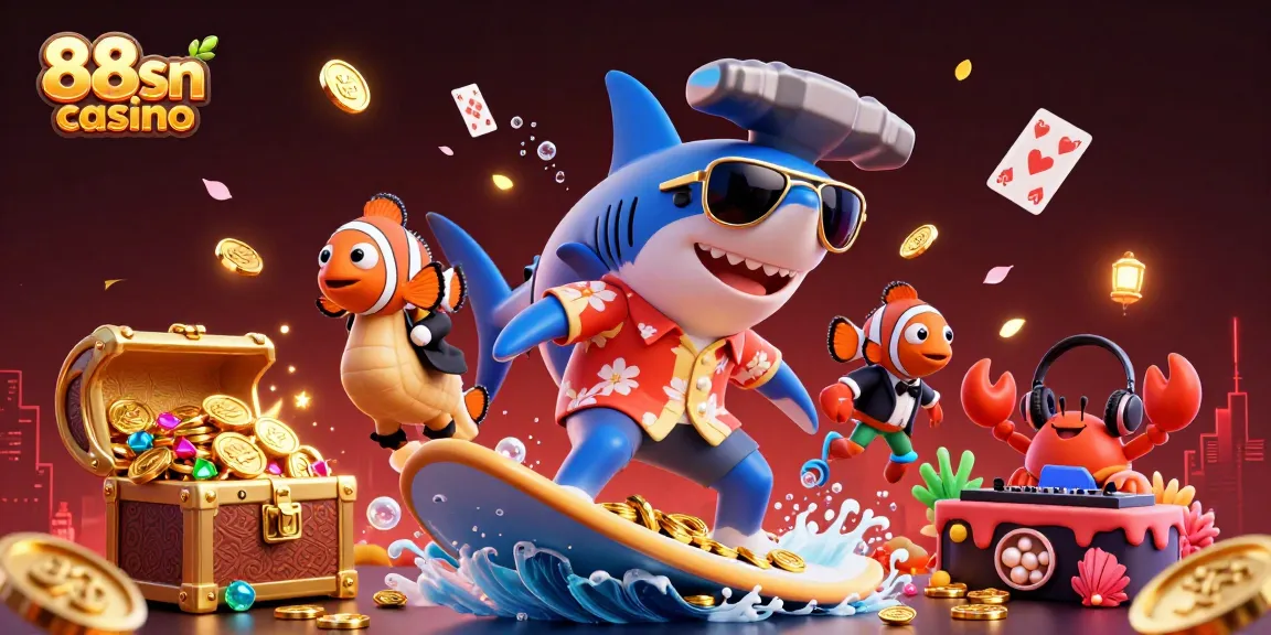 Experience dynamic gaming excitement at 88sn casino with a lively underwater scene packed with treasures.