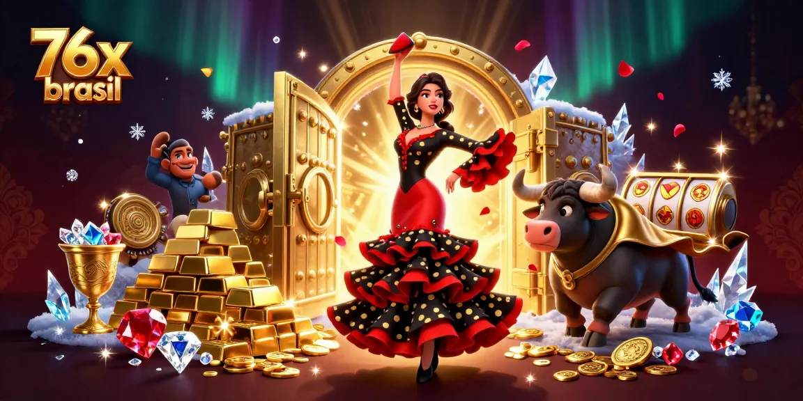 Experience thrilling spins with 76x brasil in this vibrant 3D casino illustration showcasing jackpot excitement.