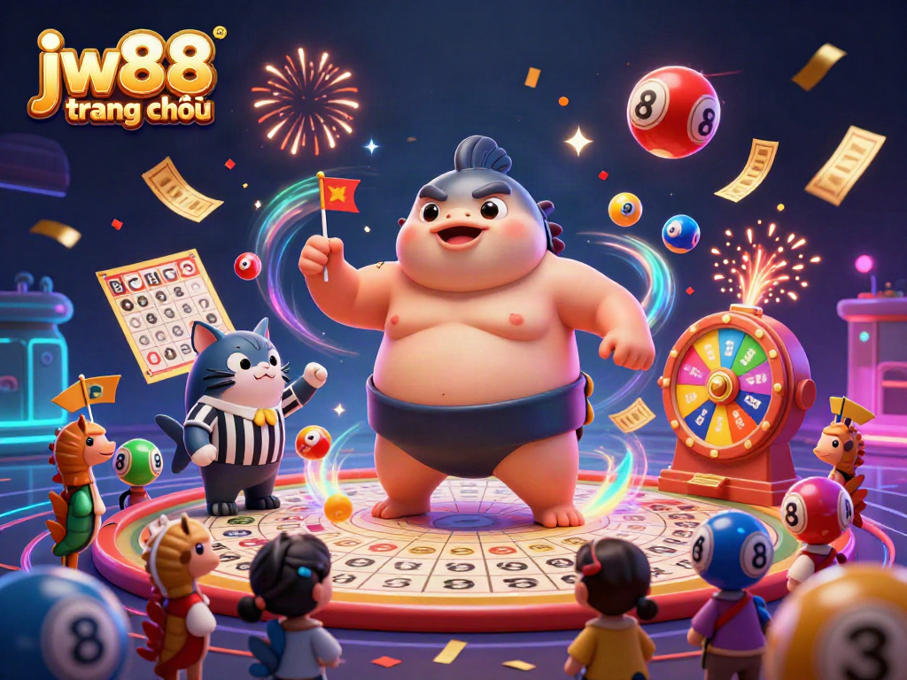 Experience the thrill of gaming with "jw88 trang chủ" featuring dynamic lottery elements and festive underwater scenes.