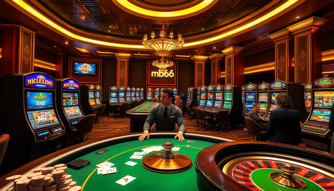 Experience mb66's vibrant online casino atmosphere with engaging poker and slot games.