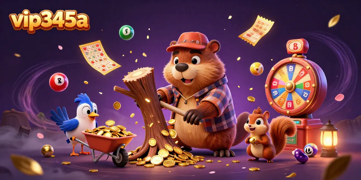 Experience vibrant gameplay at vip345a with animated characters celebrating a jackpot of golden coins and prizes.