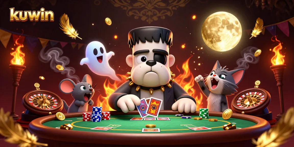Kuwin showcases an engaging 3D casino scene with unique characters and vibrant gaming elements.
