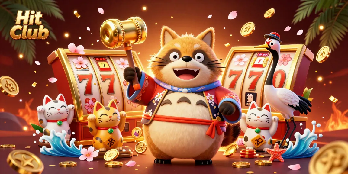 Spin and win at Hit Club with a vibrant, dynamic casino scene featuring cheerful characters and symbols.