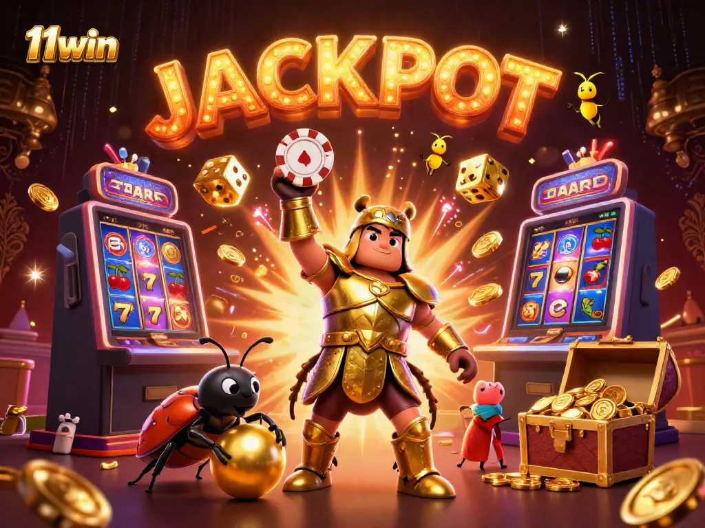 Experience the excitement of 11win with vibrant 3D casino characters celebrating jackpot wins.