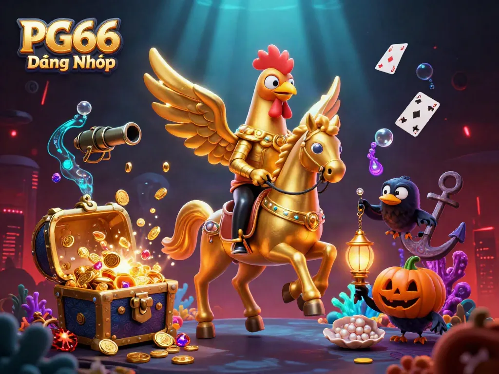 Engage in PG66 Đăng Nhập featuring lively 3D characters amidst a spectacular midnight casino.