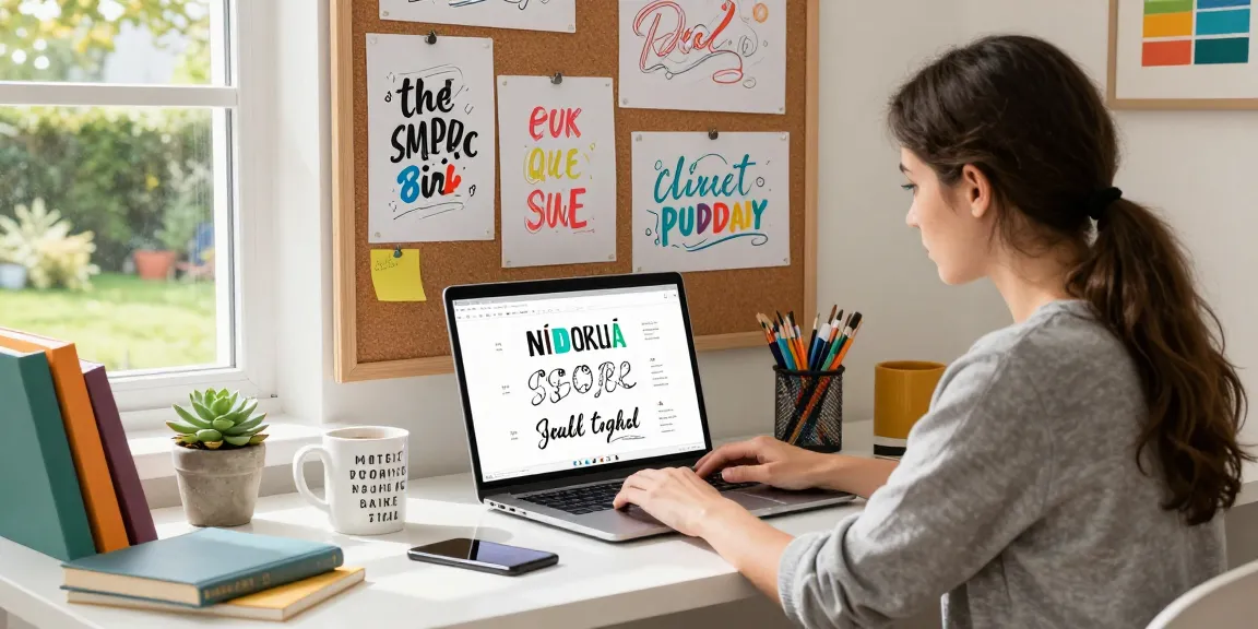 Ambiente criativo com designer desenvolvendo fontes personalizadas usando fontesletrasdiferentes.