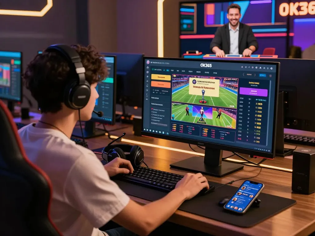Exciting online gaming experience on OK365 with a player engaging in live betting.