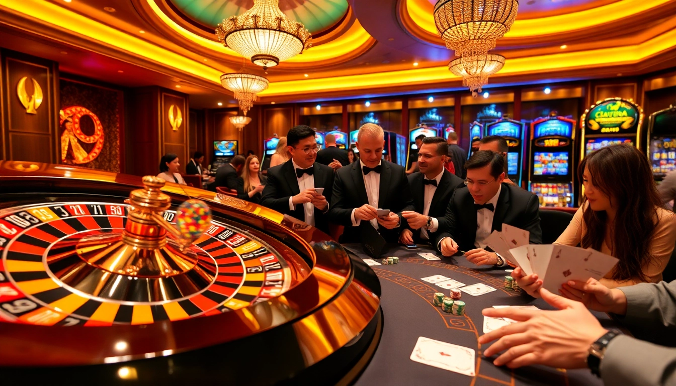 Players enjoying an exciting game of poker at the 7m casino tables.