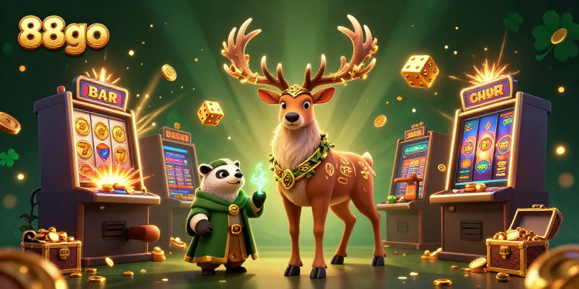 88go's immersive gaming setting featuring a Celtic druid, a wise badger, and a lavish jackpot explosion.