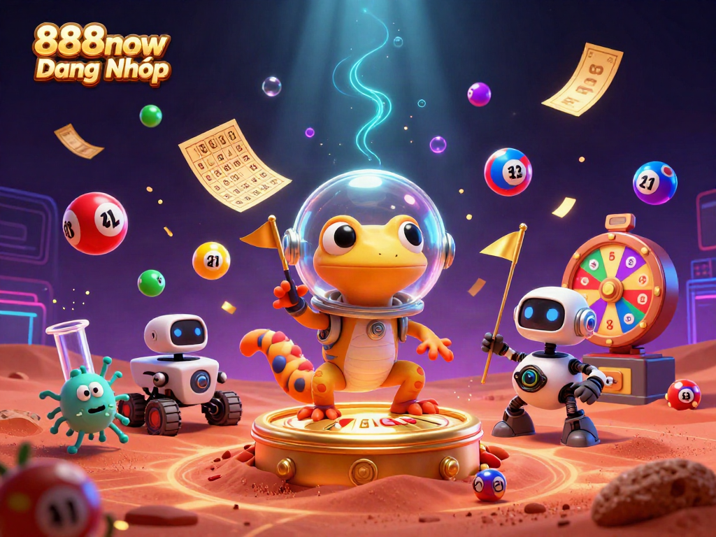 Engage with the lively 888now Đăng Nhập scene as the Martian gecko discovers a vibrant golden casino.