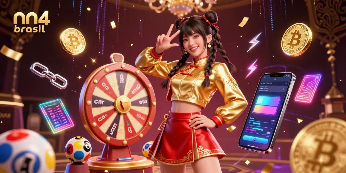 Engage with nn4 brasil's vibrant online casino experience featuring a joyful character amidst dazzling game elements.
