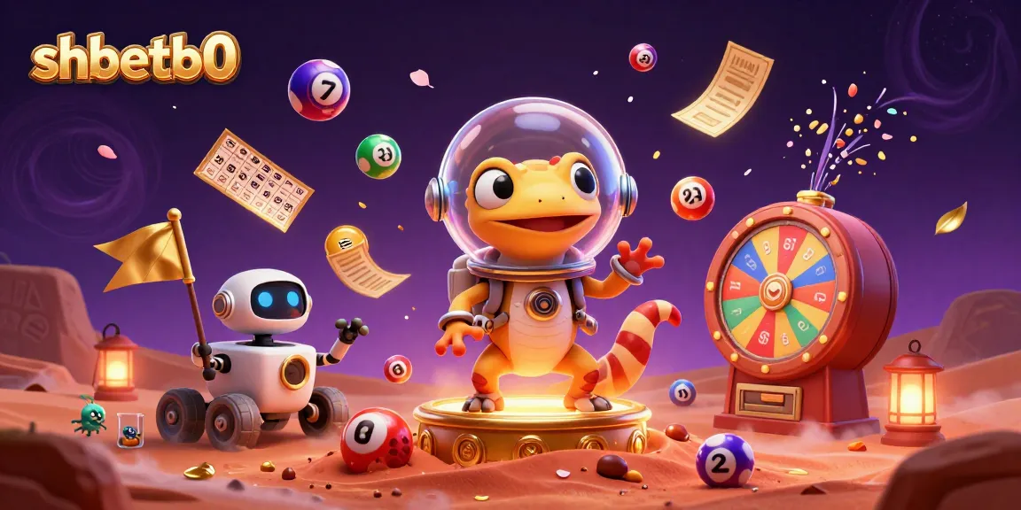 Experience thrilling games at shbetb0 with a vibrant Martian casino scene filled with colorful lottery elements.