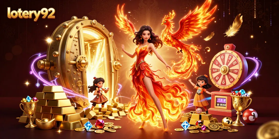 Experience excitement with lotery92 as a stunning woman amidst dynamic lottery elements.