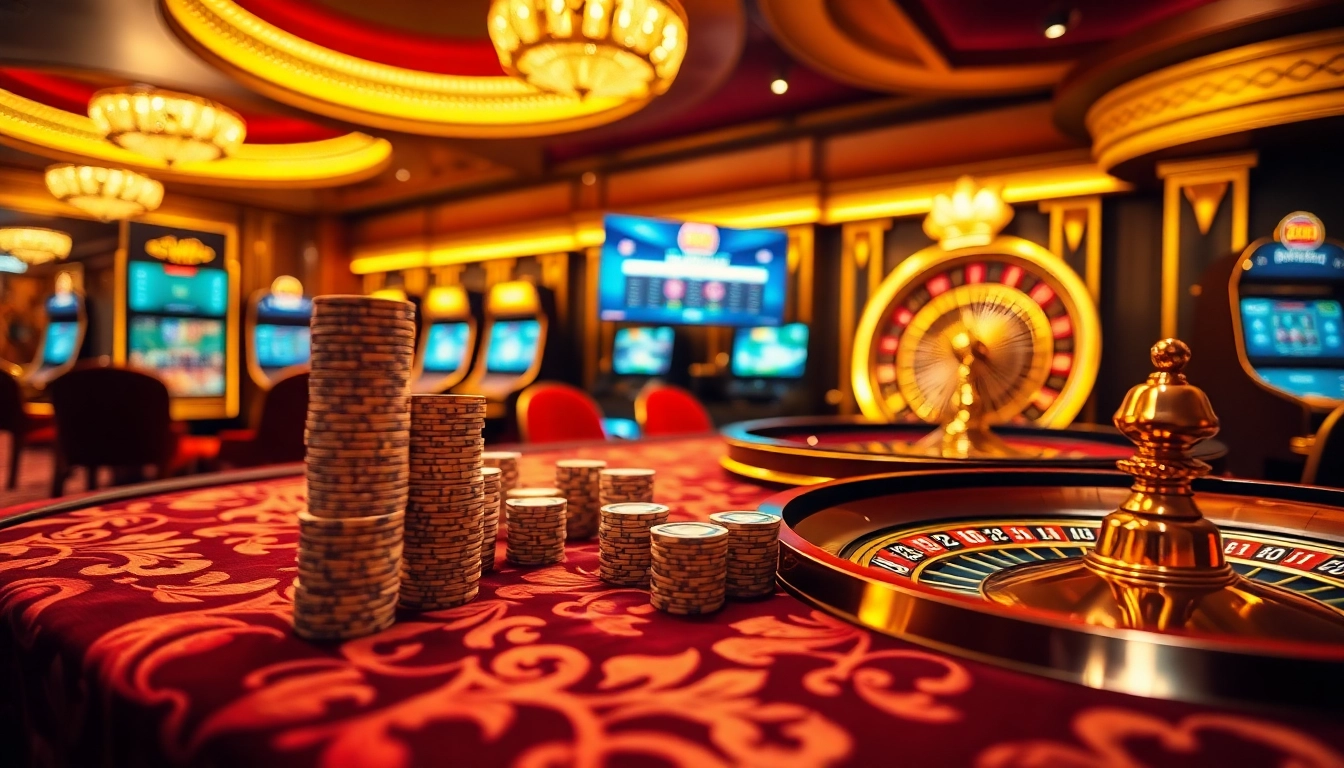 Players enjoy thrilling games at a luxurious casino table in a vibrant 188 bet atmosphere.