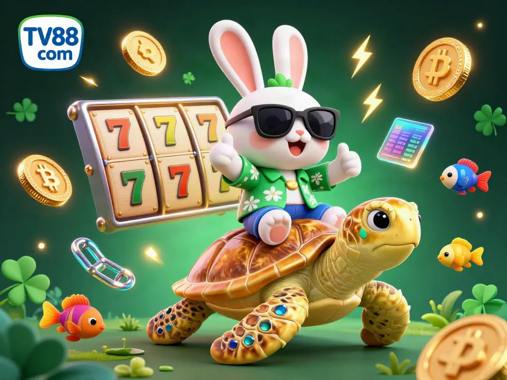 Experience the excitement at TV88 com with vibrant characters and engaging gambling elements in a colorful casino scene.