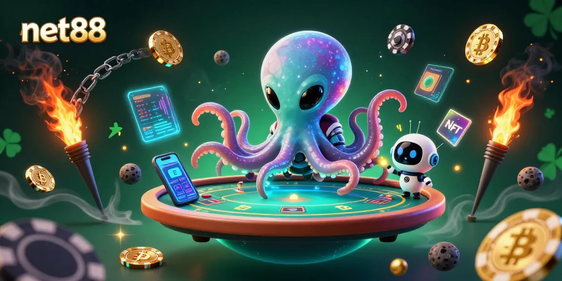 Engage with the net88 3D casino experience featuring vibrant alien poker activities and cryptocurrency dynamics.
