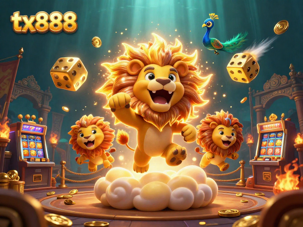 Experience thrilling moments playing tx888 in this vibrant 3D casino illustration.