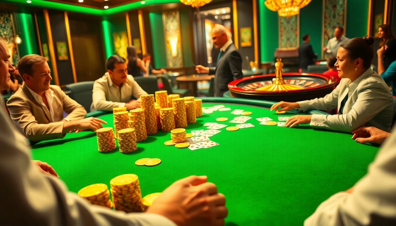 High stakes poker table action at 58 WIN casino showcasing vibrant chips and cards.